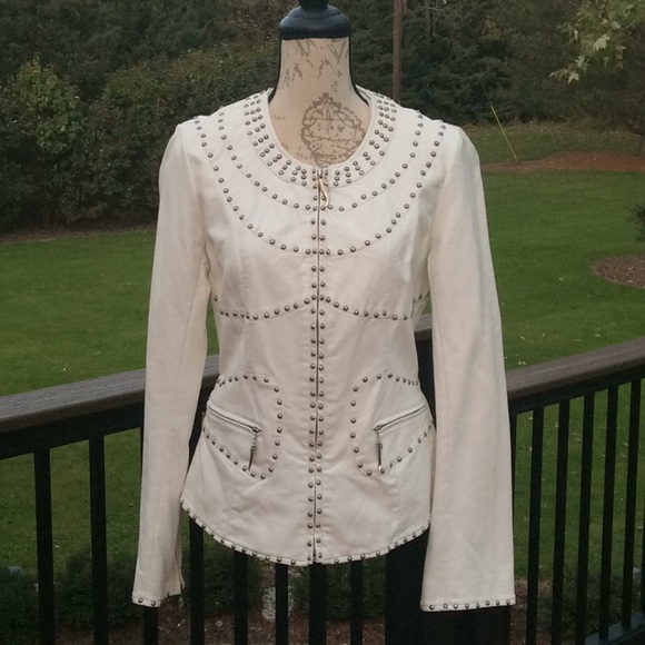 Monoreno Jackets & Blazers - Women’s Monoreno White Studded Jacket Sz Large